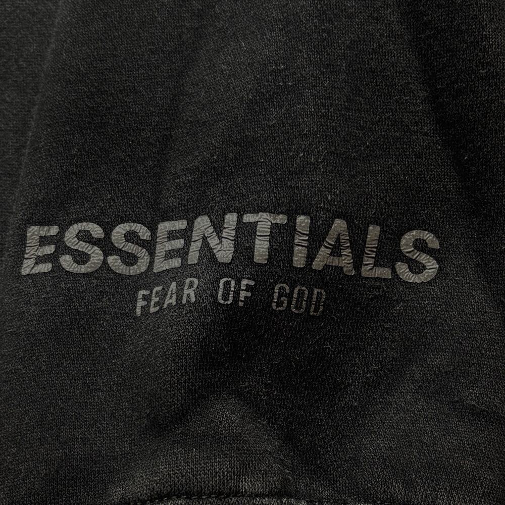 Fear of God Essentials Black Pullover Hoodie Cotton Size Medium Oversized Logo - Picture 5 of 15